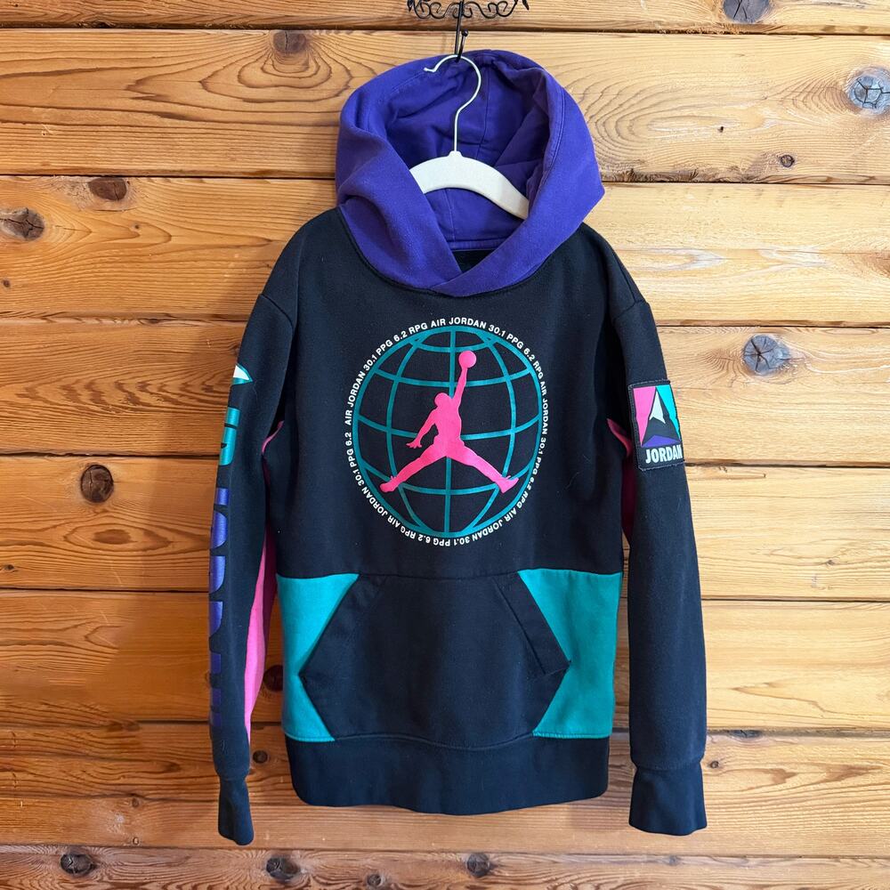 2000s Nike Air Jordan Kids Hoodie Youth Small Colorblock Retro